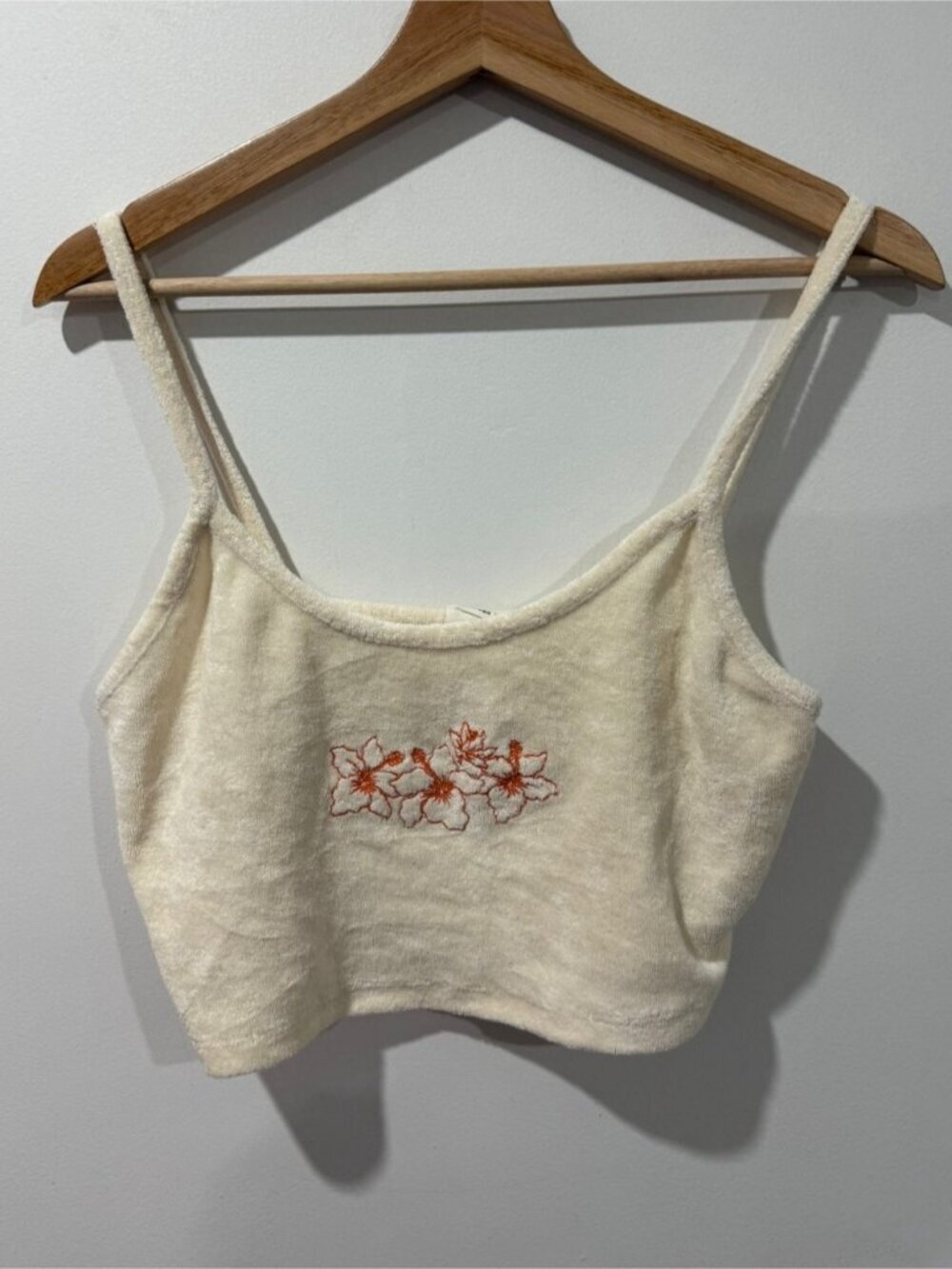 Urban Outfitters Terry Cloth Floral Crop Tank Top L/G - Picture 2 of 5